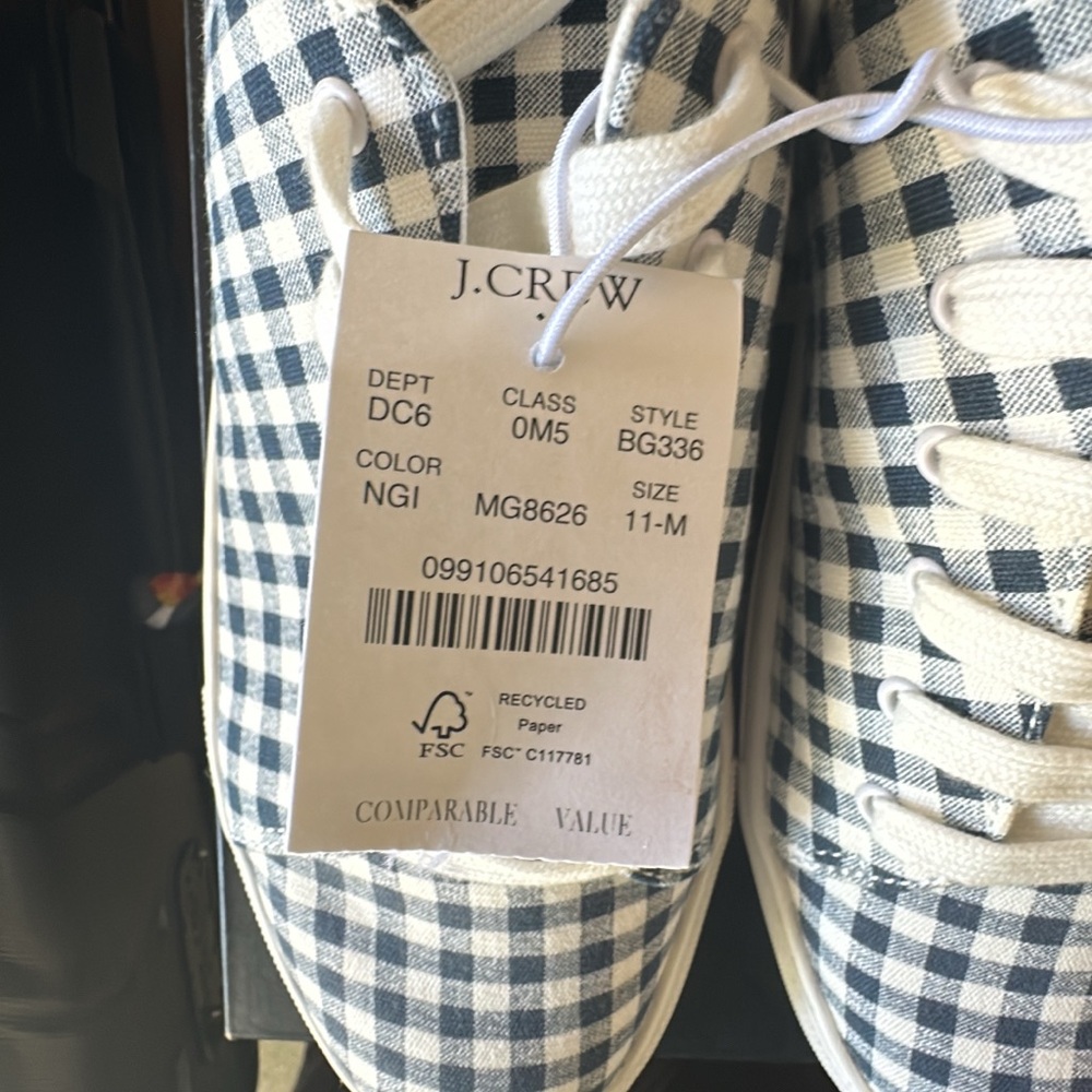 J.Crew Navy and White Checkered Sneakers